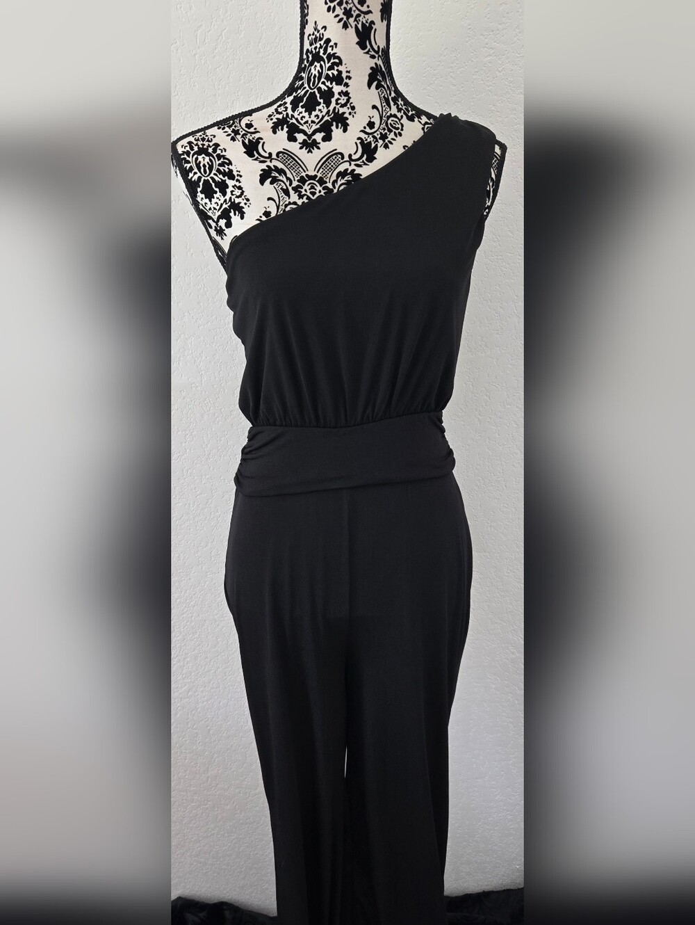Velvet Torch Jumpsuit One-Shoulder Wide-Leg
